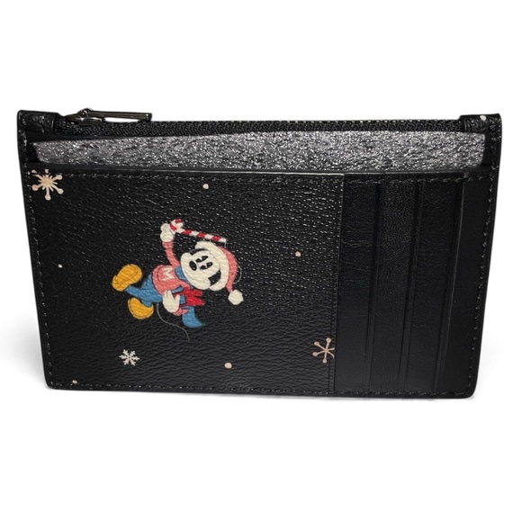 NWT Coach Mickey Mouse Disney X Coach LE 100th Zip Card Case Holiday Print - Picture 3 of 3